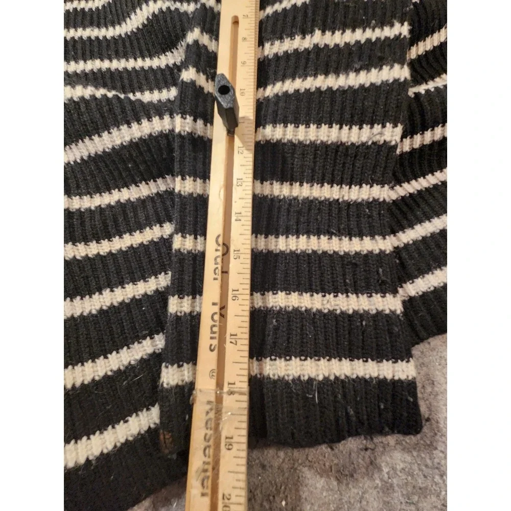AllSaints‎ Sweater Mens Medium Black Merino Wool Cashmere Pullover Mock Striped